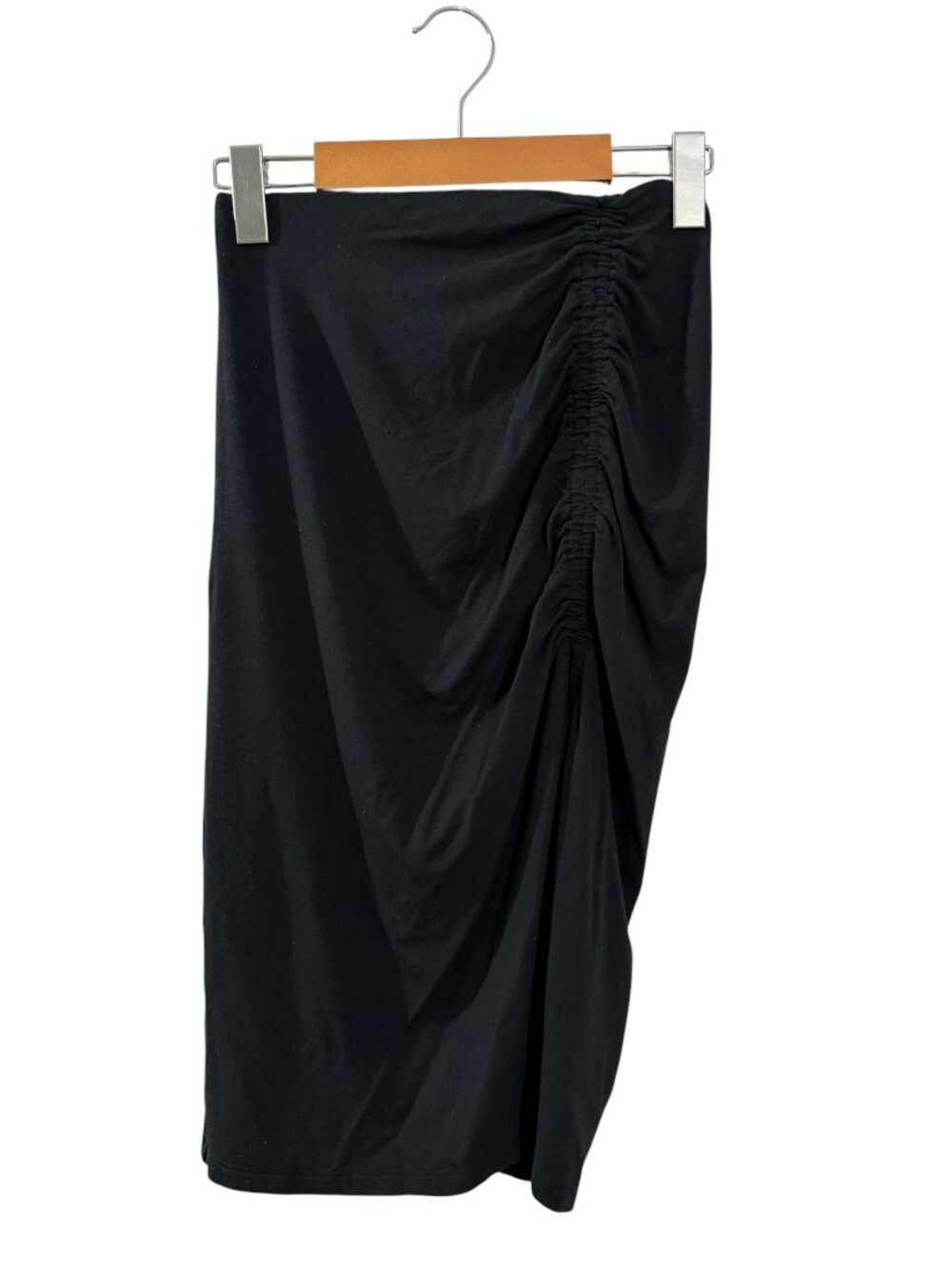 Aritzia Wilfred Free Black Ruched Slit Midi Skirt XS